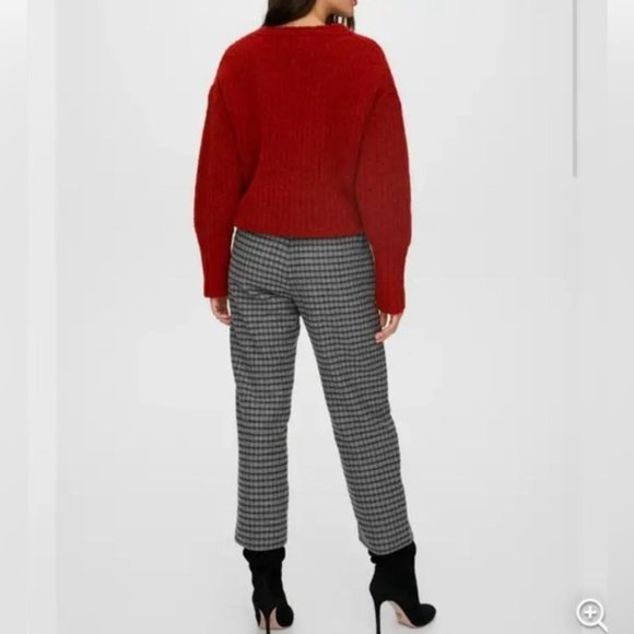 Aritzia Wilfred Grey Plaid Front Tie Wool Lined Pants Size 4 - Picture 2 of 10